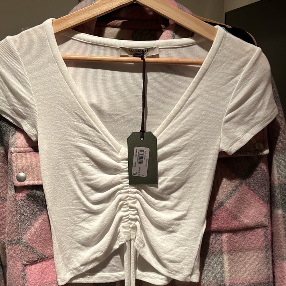 NWT AllSaints Rina Tee, Chalk white